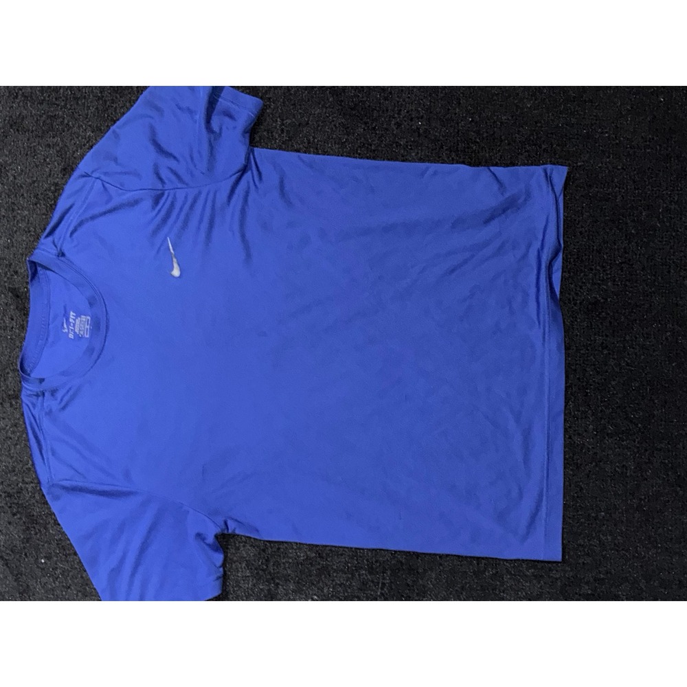 Nike Mens Dri-FIT Short Sleeve Training T-Shirt Blue Large Swoosh Activewear